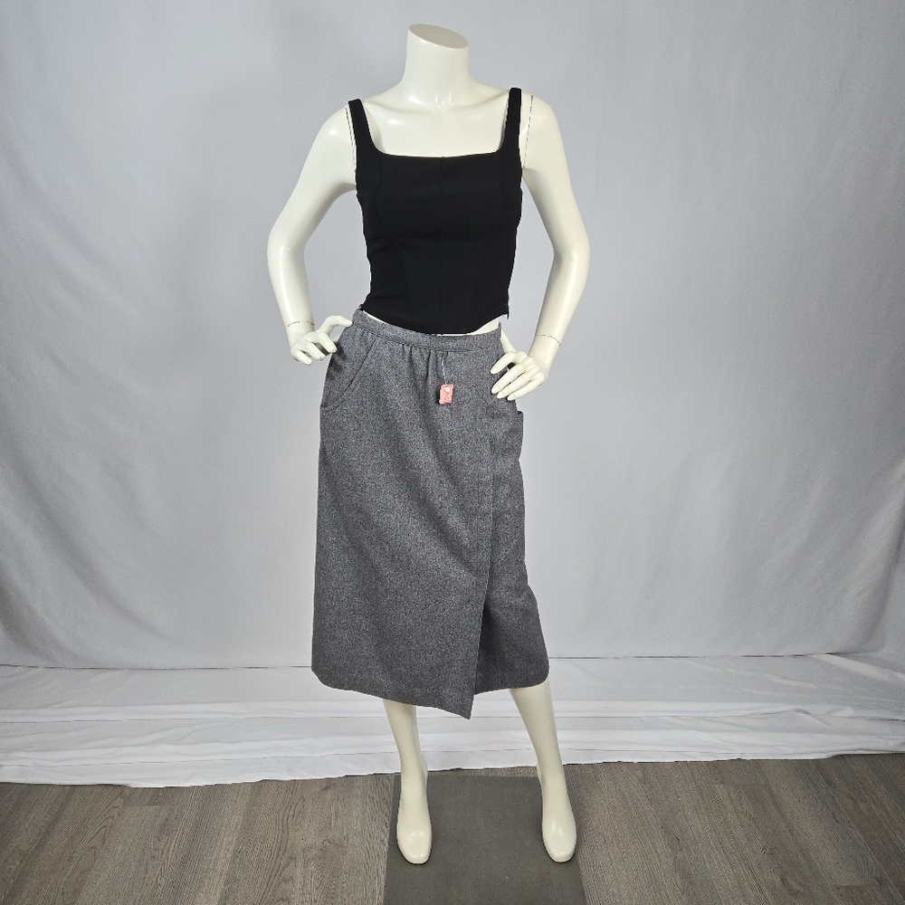 Vintage NWT/NOS 1970s Mister Leonard Grey Felt Wool Midi Skirt